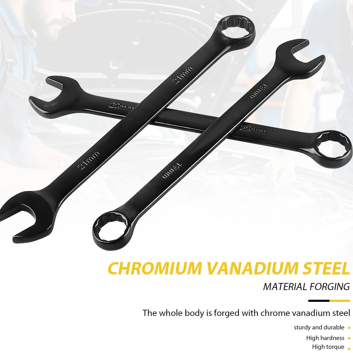 Combination Wrench Set CR-V Steel Open & Box End Spanner Tool Kit – 6–16 Piece Options w/ Pouch