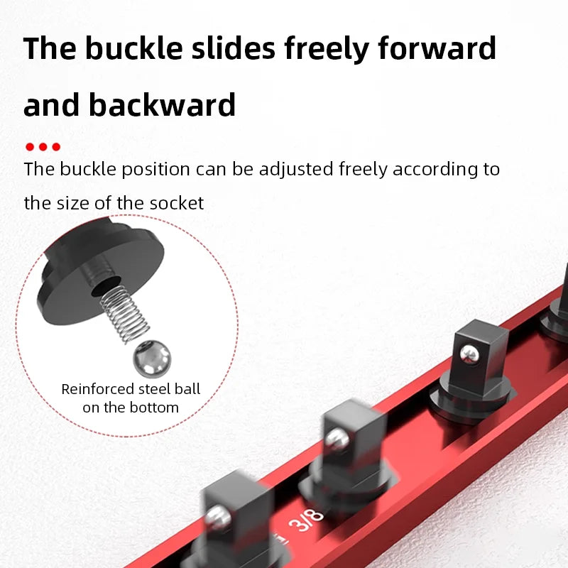 Magnetic Aluminum Socket Organizer Rail 1/4, 3/8 and 1/2