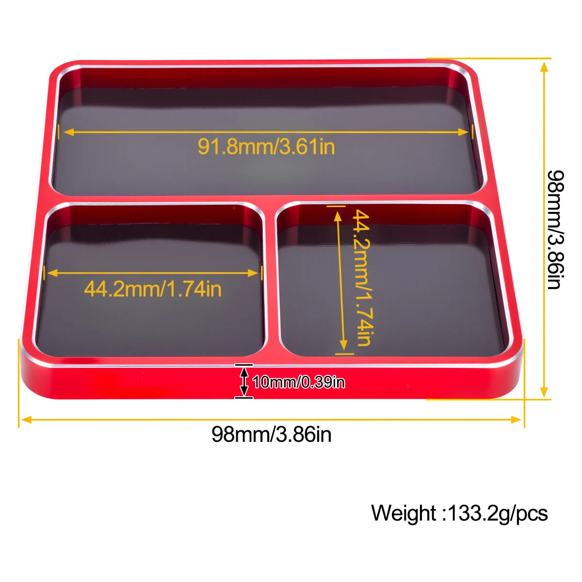 Magnetic Aluminium Screw Tray, 98*98mm.