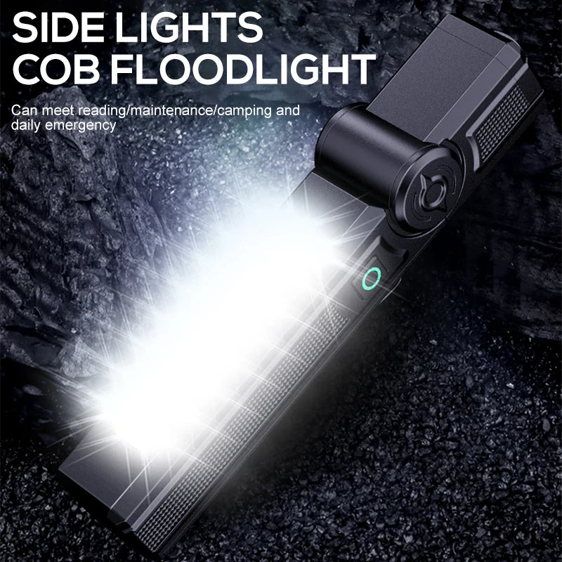 Multifunctional USB Rechargeable Flashlight with Magnet Powerful COB LED Work Light Waterproof Torch