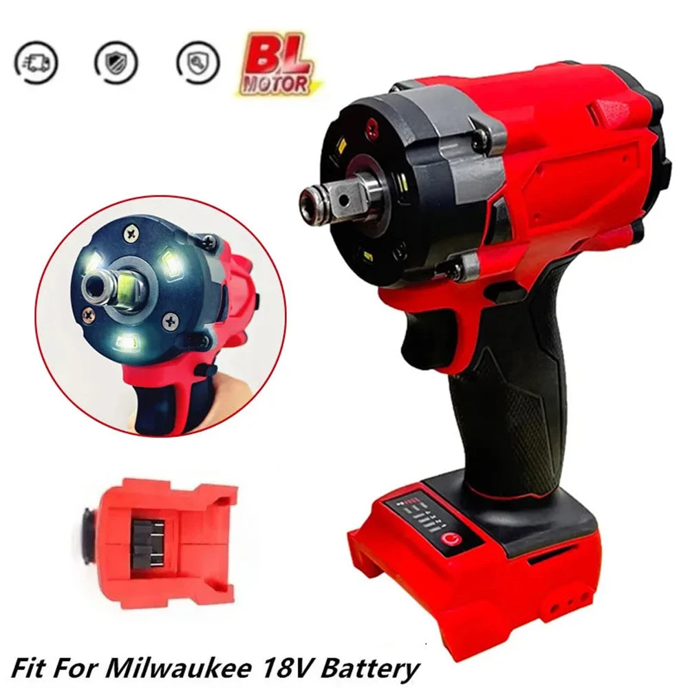 500N.m (370ft-lbs) Brushless Impact Wrench 1/2" Cordless Electric Gun Compatible Milwaukee 18V Battery Tool