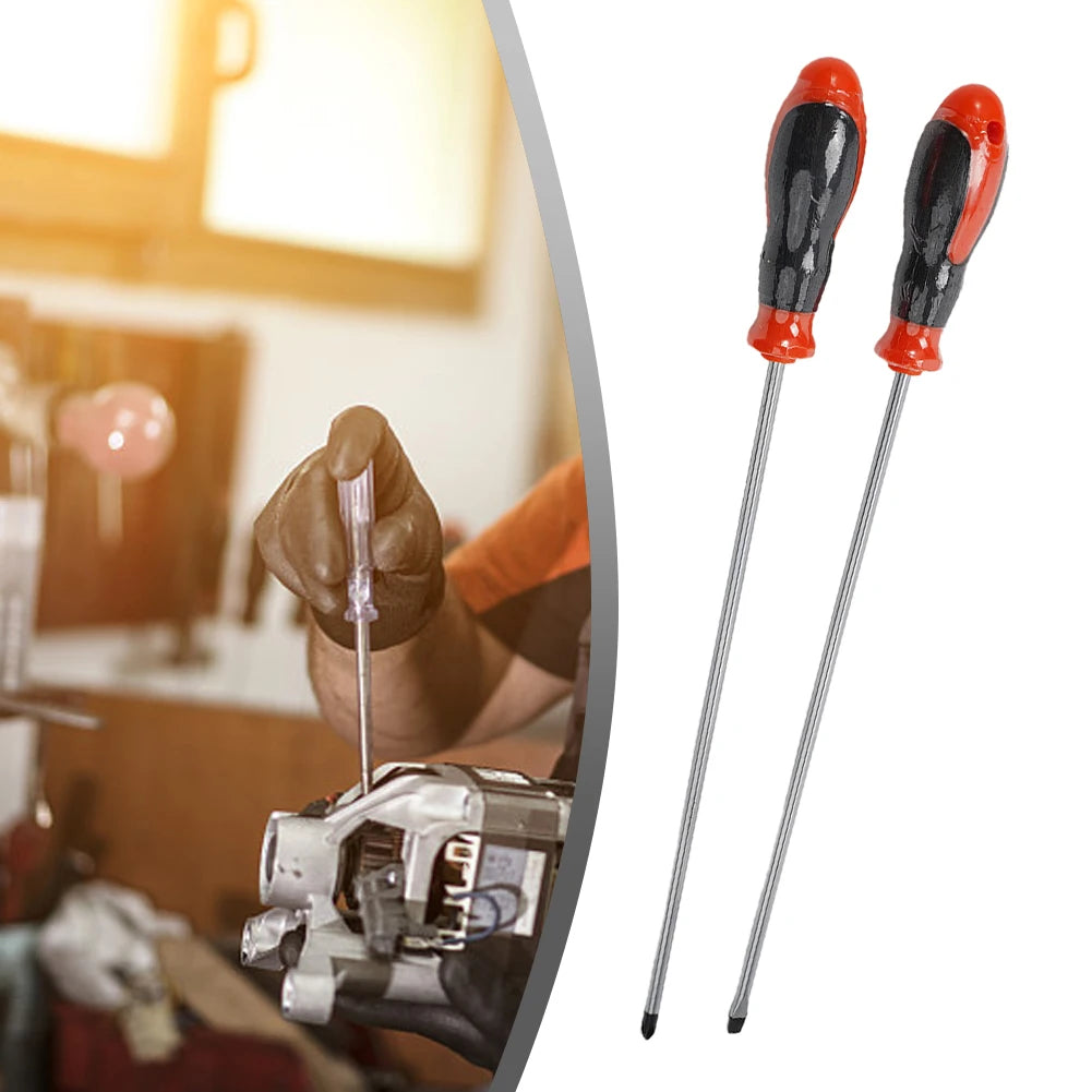 VIBRATITE 12" Extra Long Magnetic Screwdriver Set Cross & Slotted Hard-to-Reach Tools