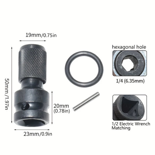 1/2” to 1/4” Hex Socket Adapter Set | Impact Grade Ratchet Converter Drive Reducer Quick Release Tool Kit