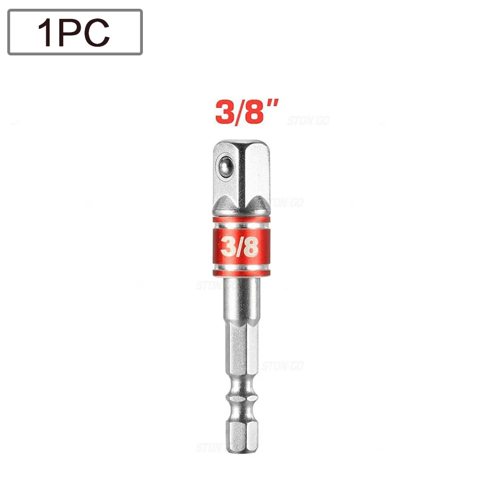 1 to 3PC Hex Drill Socket Adapter Set, 1/4", 3/8" and 1/2"