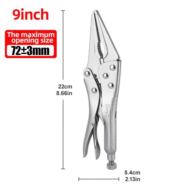 9" Locking Pliers, 72mm Wide Jaw with Fine Adjustment, Forged High Carbon Steel Tip for Heavy Duty Clamping & Metal Work
