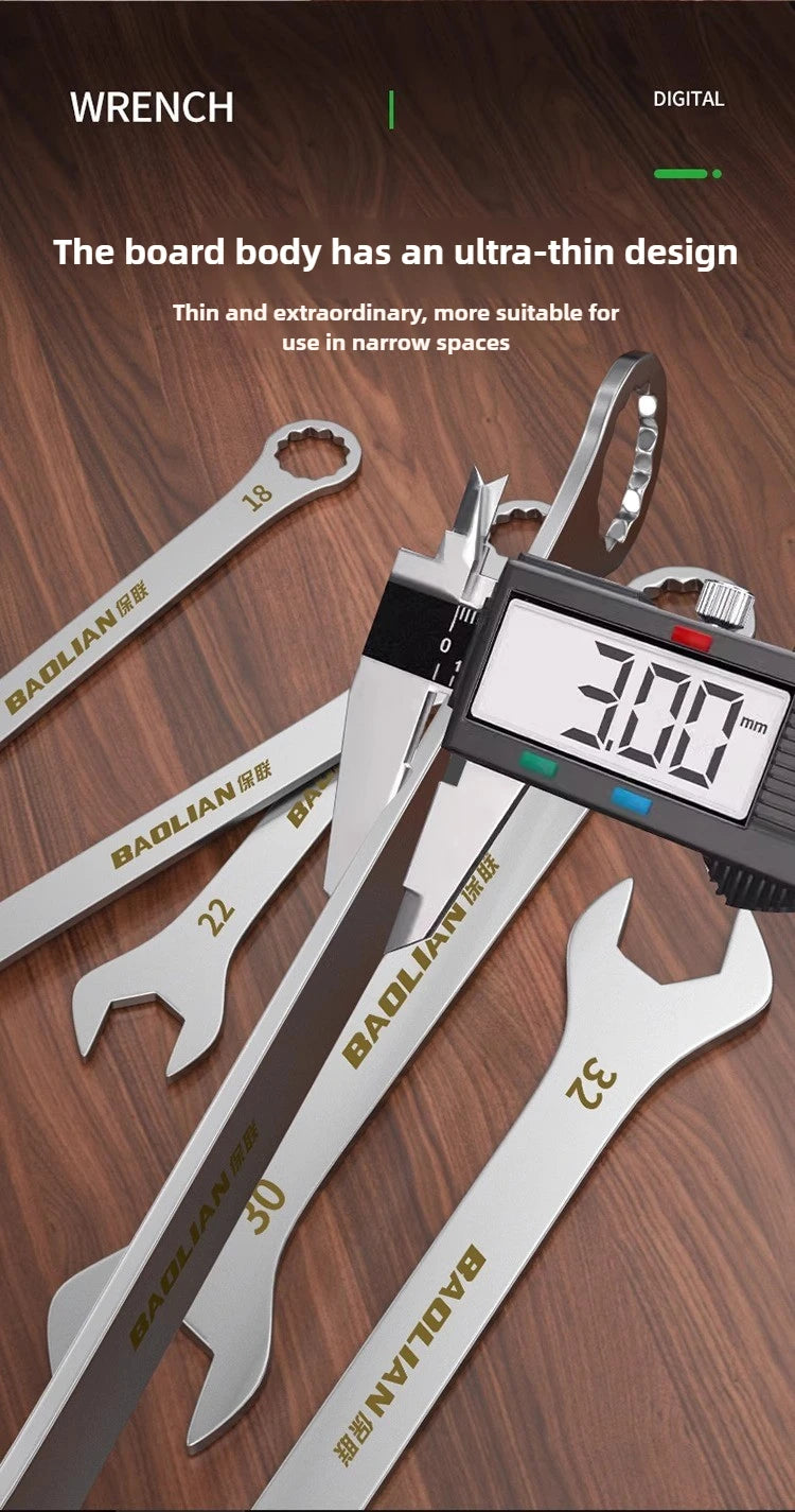 3mm Ultra-thin Wrench Large Open-end Wrench Plum Dual-purpose Wrench Wholesale 4-27MM Cross-border Thin Section Dual-purpose