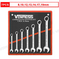 Metric Combination Wrench Set (7–14 Pc) CR-V Steel 8–24mm Spanner Set w/ Roll-Up Pouch for Auto Repair & Mechanics