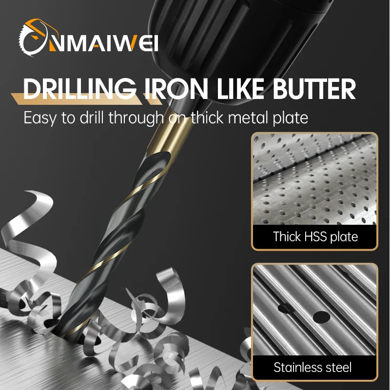 M2 10PC 1-13mm Drill Bits High Strength, Drill Stainless Steel And Other Metals