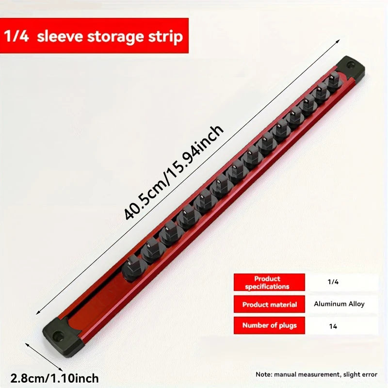 Aluminum alloy magnetic socket organizer (1 or 3 pieces), 1/4, 3/8 and 1/2.