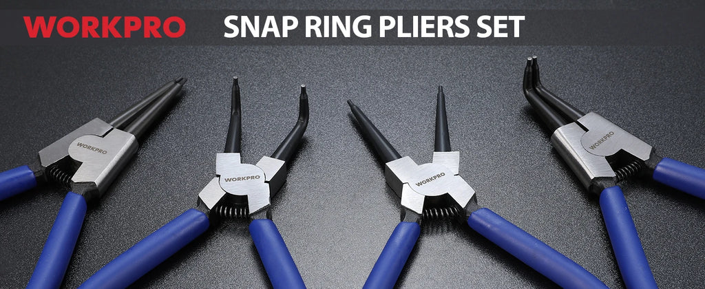 WORKPRO 4Pc Snap Ring Pliers Set 7" Internal External Circlip Pliers Straight & Bent Kit