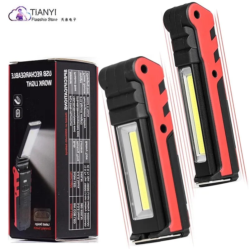 Rechargeable COB LED Work Light Magnetic Base 3800 Lumens Portable Mechanic Inspection Lamp