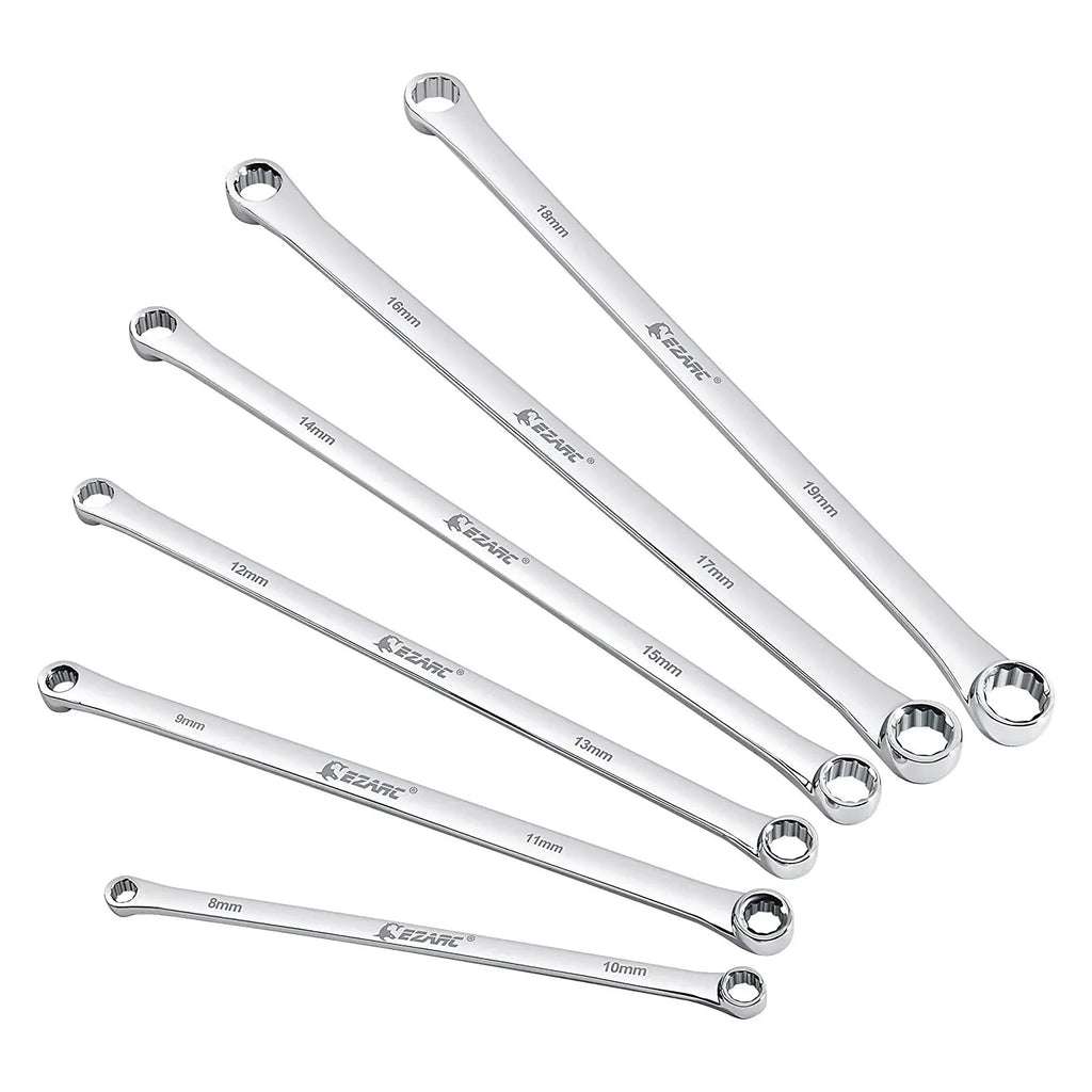 6PCS Extra Long Box End Wrench Set – CR-V Chrome Steel 8–19mm Aviation & Automotive Spanner Tools