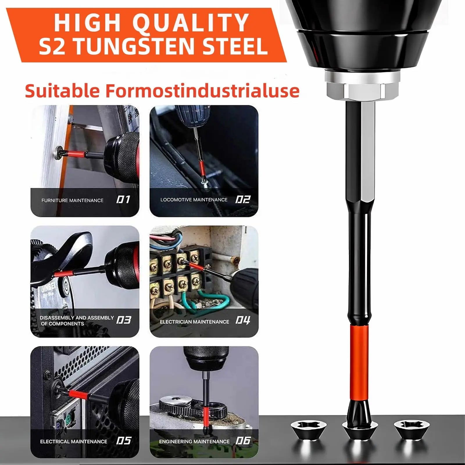 Rafford Anti Slip bits Magnetic Screwdriver bit Set S2 Alloy Steel Impact Resistance Bits-3/6/12Pcs Suitable for Electric Drills