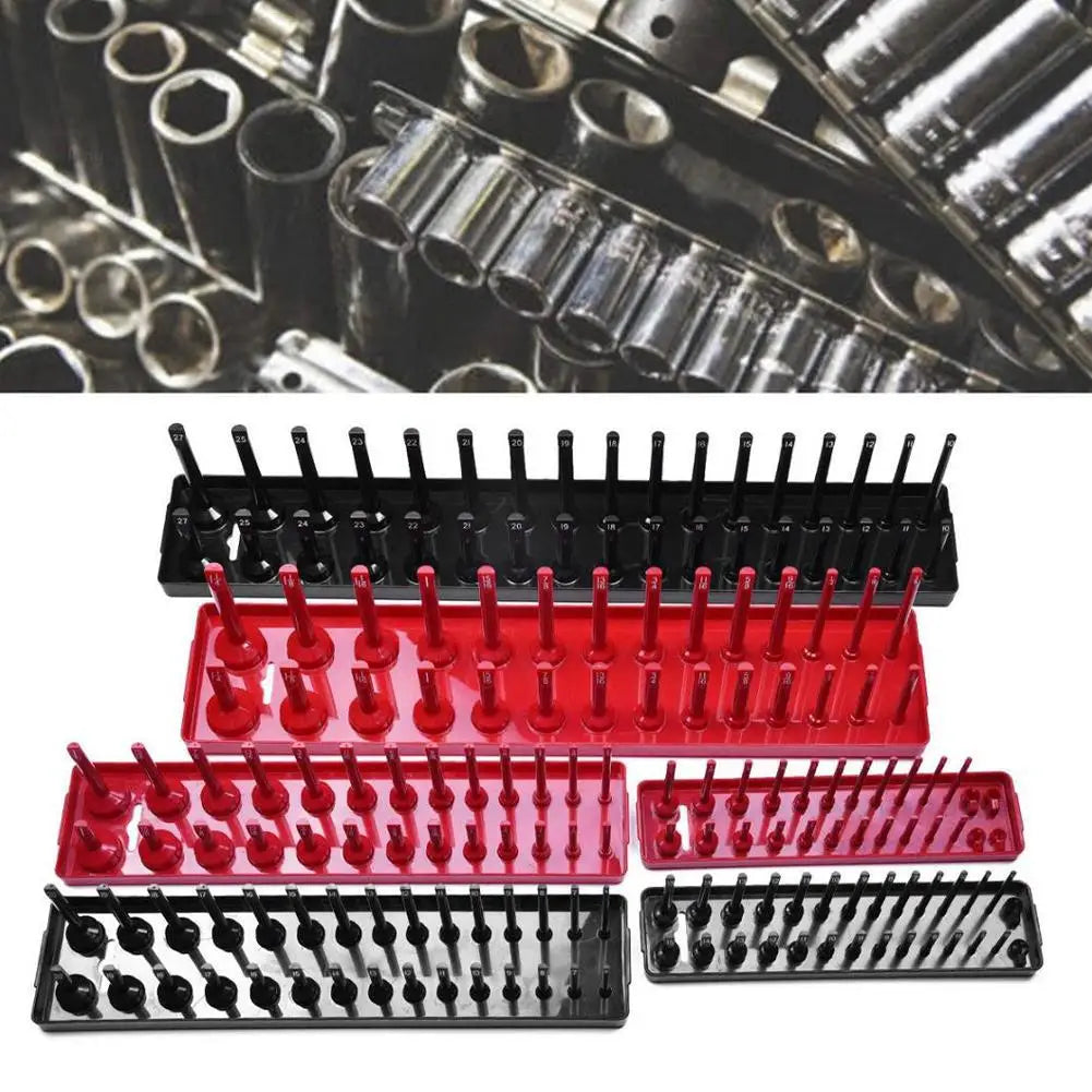 3 Pcs/1/4'' 3/8'' 1/2'' Socket Organizer Sleeve Holder Garage Storage Tool Metric SAE Plastic Home Tool Rack Tray Organizer