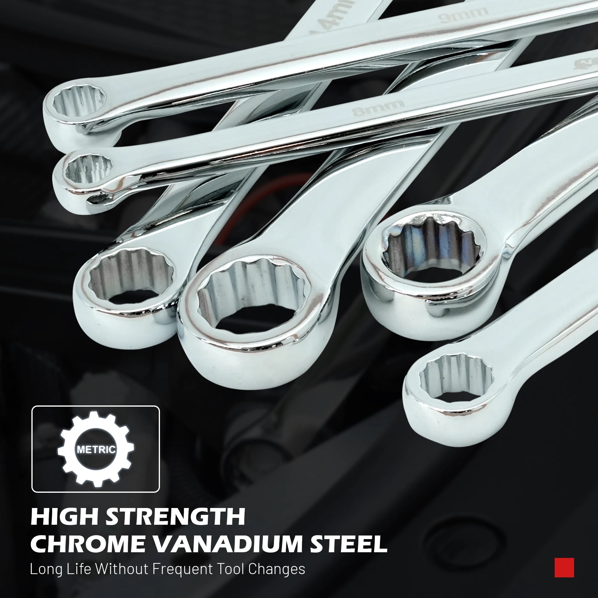 Extra Long Box End Wrench – CR-V Chrome Steel Metric Spanner 8–19mm for Automotive & Heavy-Duty Use