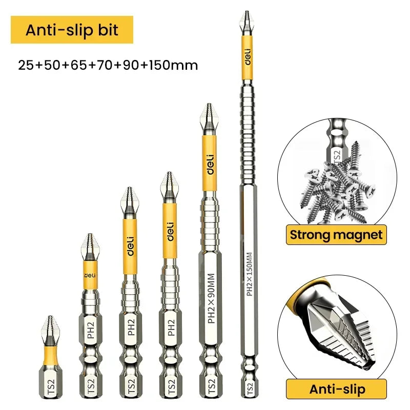 Upgraded Bit Sets High Hardness And Strong Magnetic Bits 25/50/65/70/90/150mm Non-slip
