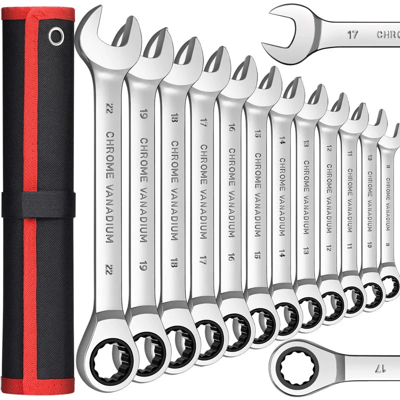 Venmess Ratcheting Combination Wrench Set – 4, 5, 8, 9 & 12-Piece Metric Gear Wrenches for Car Repair & DIY Maintenance