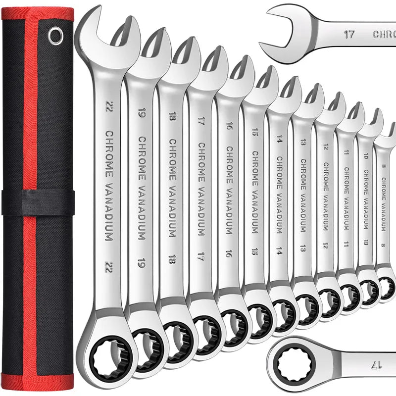 Venmess Ratcheting Combination Wrench Set – 4, 5, 8, 9 & 12-Piece Metric Gear Wrenches for Car Repair & DIY Maintenance