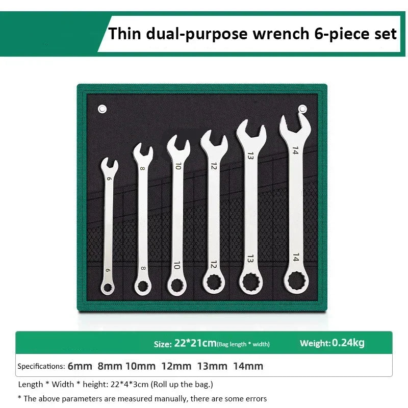 Ultra-thin Open End Wrench Set 6mm to 27mm.