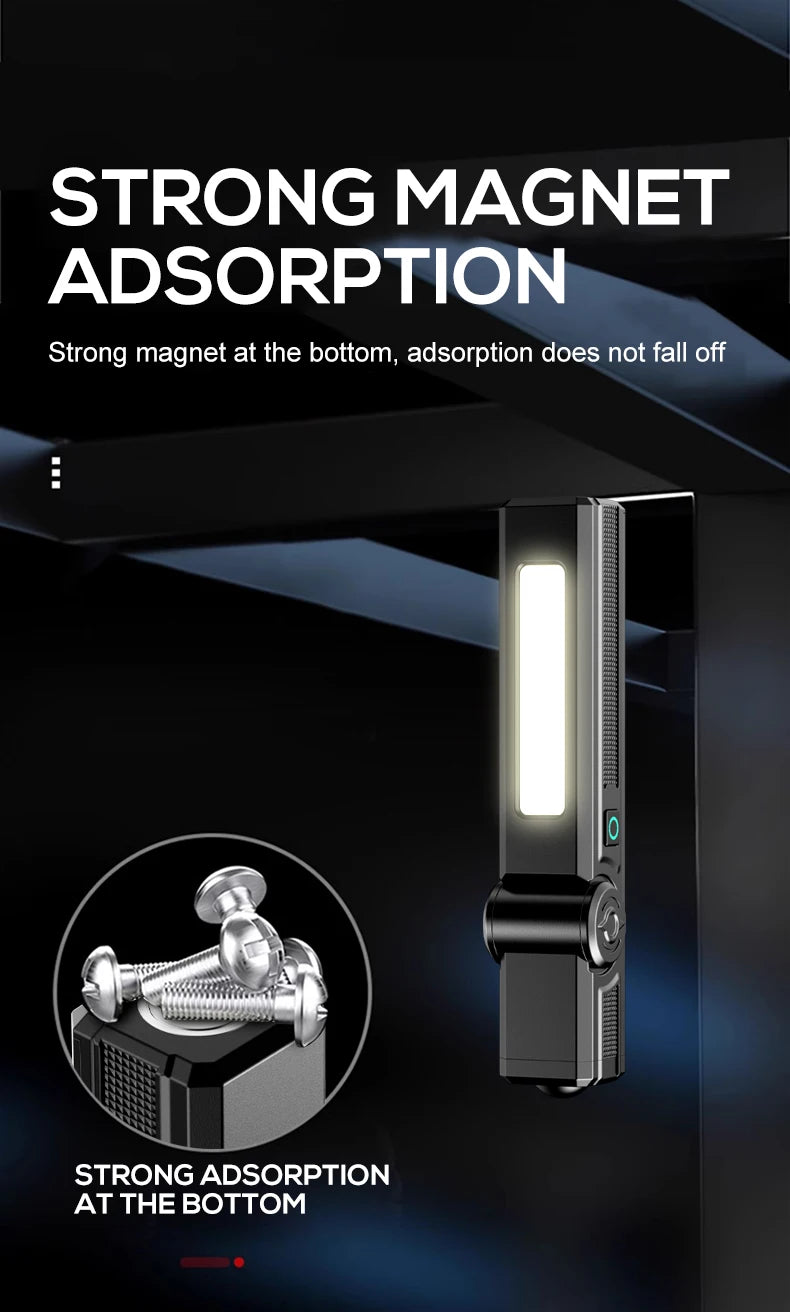 Multifunctional USB Rechargeable Flashlight with Magnet Powerful COB LED Work Light Waterproof Torch