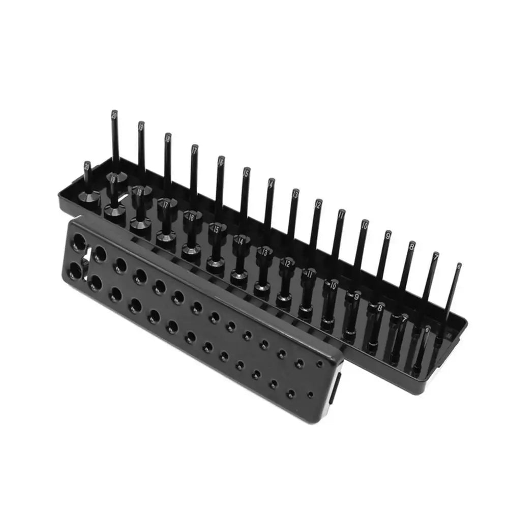 3 Pcs/1/4'' 3/8'' 1/2'' Socket Organizer Sleeve Holder Garage Storage Tool Metric SAE Plastic Home Tool Rack Tray Organizer