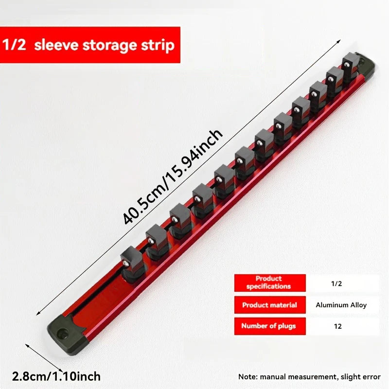 Aluminum alloy magnetic socket organizer (1 or 3 pieces), 1/4, 3/8 and 1/2.