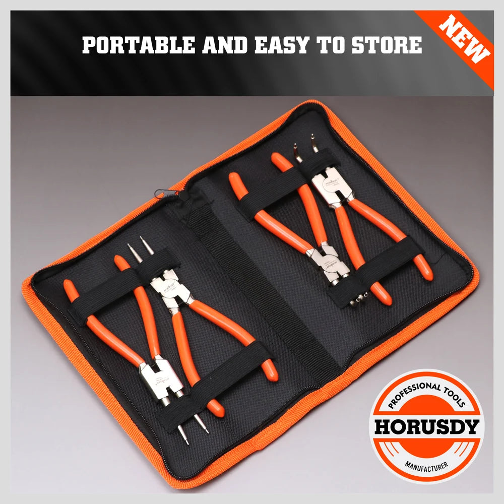 4Pc Snap Ring Pliers Set 7” Internal External Circlip Pliers Bent Straight Tip with Storage Bag