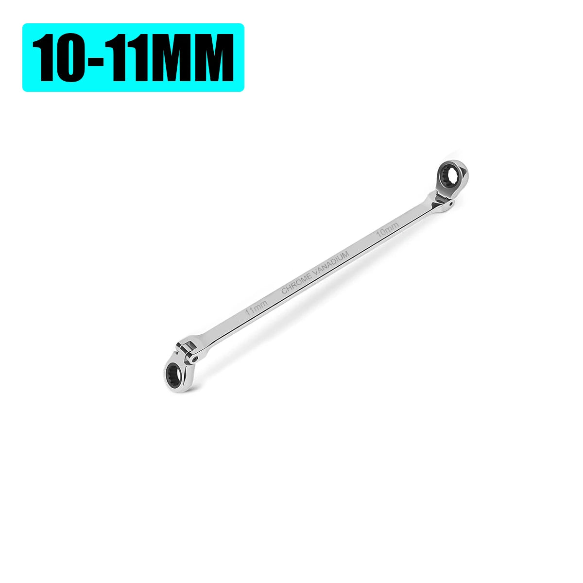 Extra Long Flex-Head Ratcheting Double Box End Wrench, Metric 8-19mm