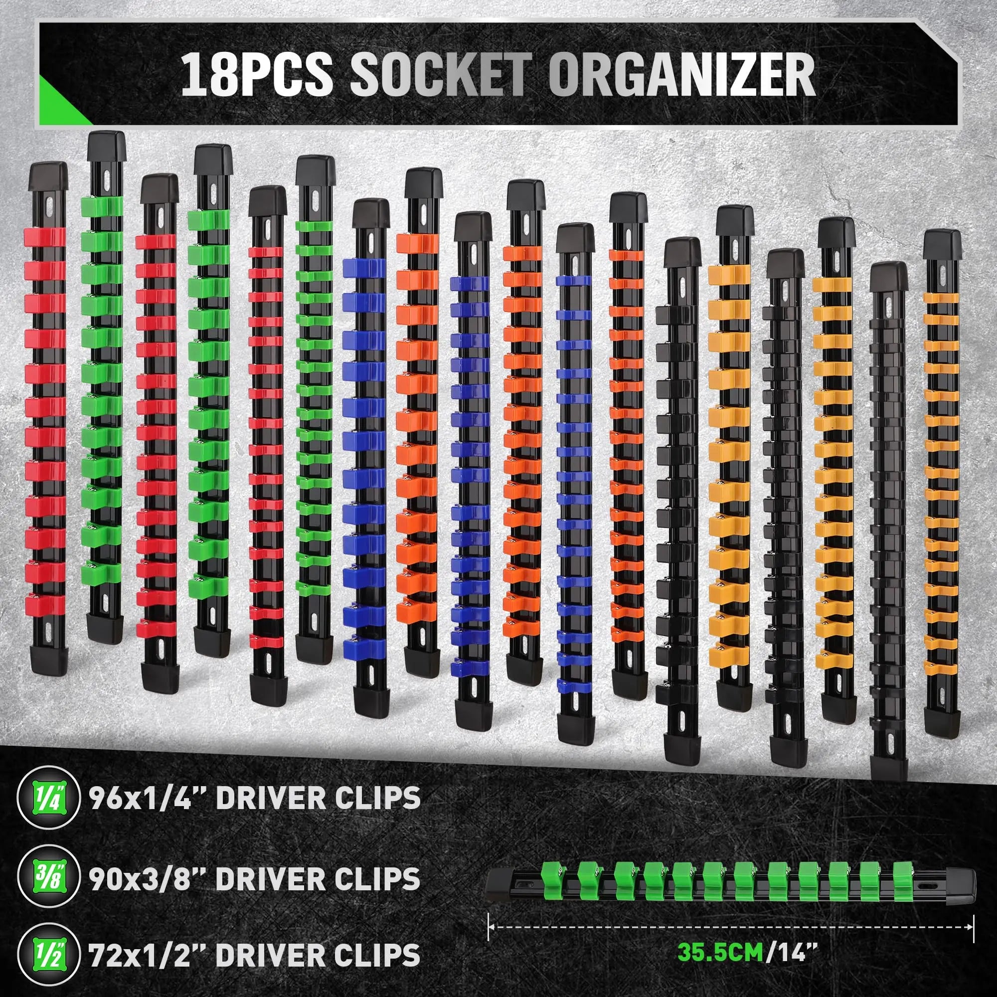 Socket Organizer Set 1/4-Inch 3/8-Inch 1/2-Inch.