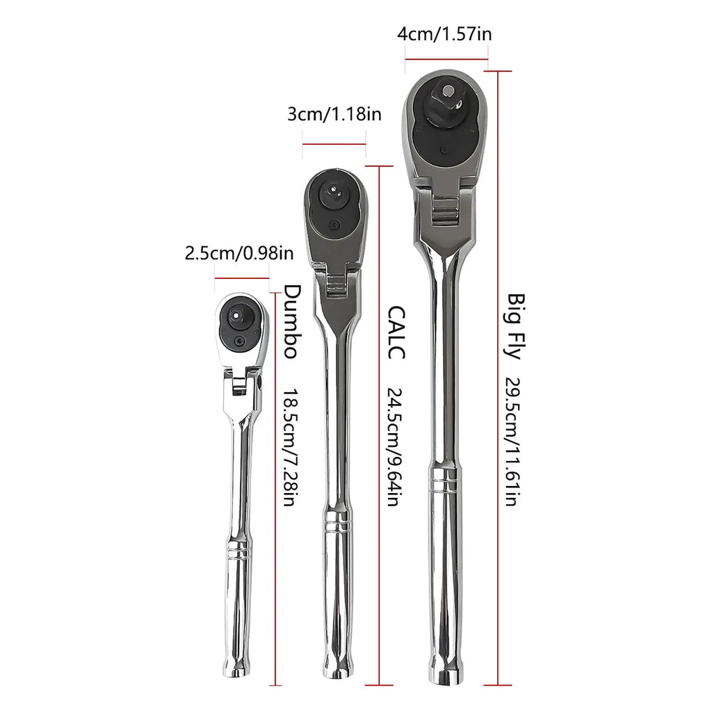 10Pc Flex Head Ratchet Wrench Set 1/4 3/8 1/2 Drive 72 Tooth Quick Release Socket Tool Kit