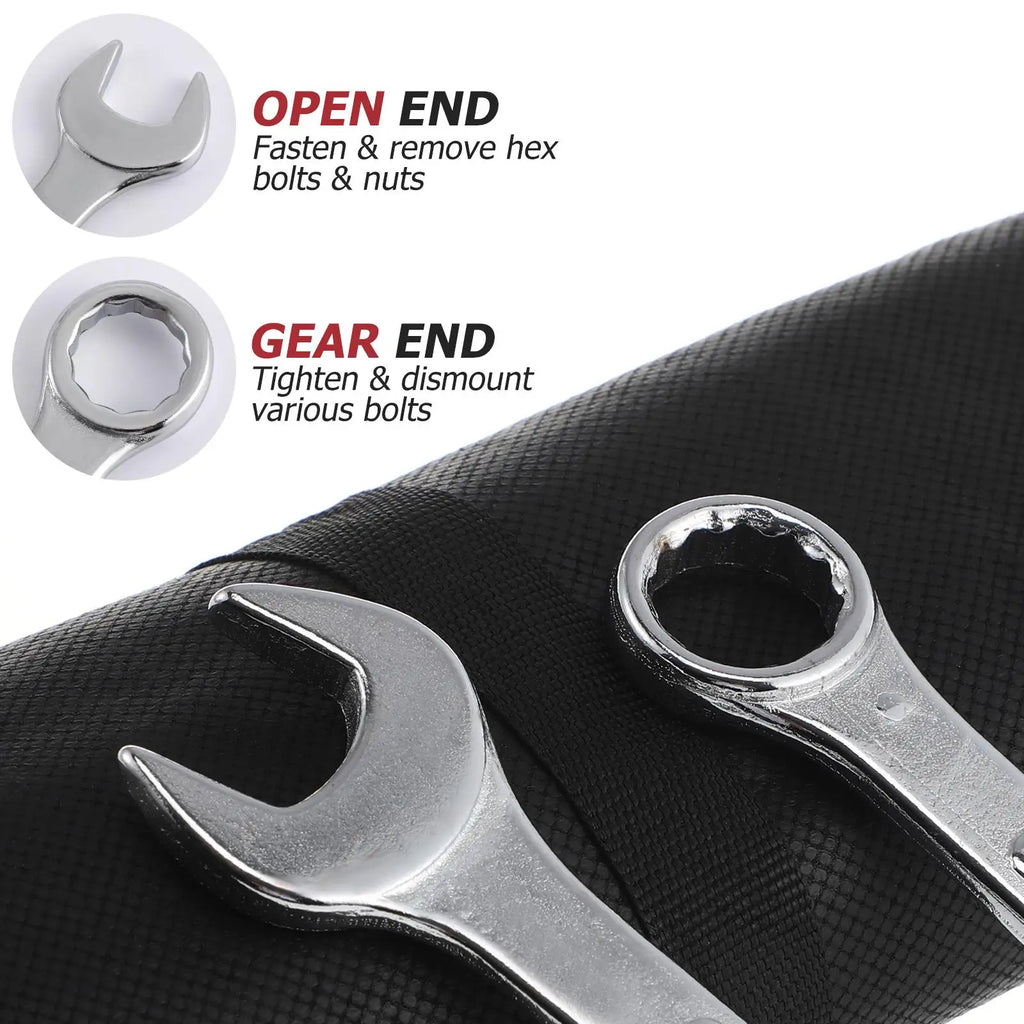 14PCS Combination Wrench Set 8–24mm CR-V Steel Metric Spanner Tool Kit Garage Auto