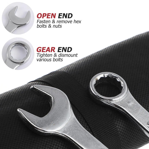 14PCS Combination Wrench Set 8–24mm CR-V Steel Metric Spanner Tool Kit Garage Auto