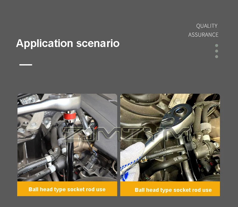 9Pc Ball Head Extension Bar Set CR-V Steel Socket Extensions Flexible Drive (LC6650)