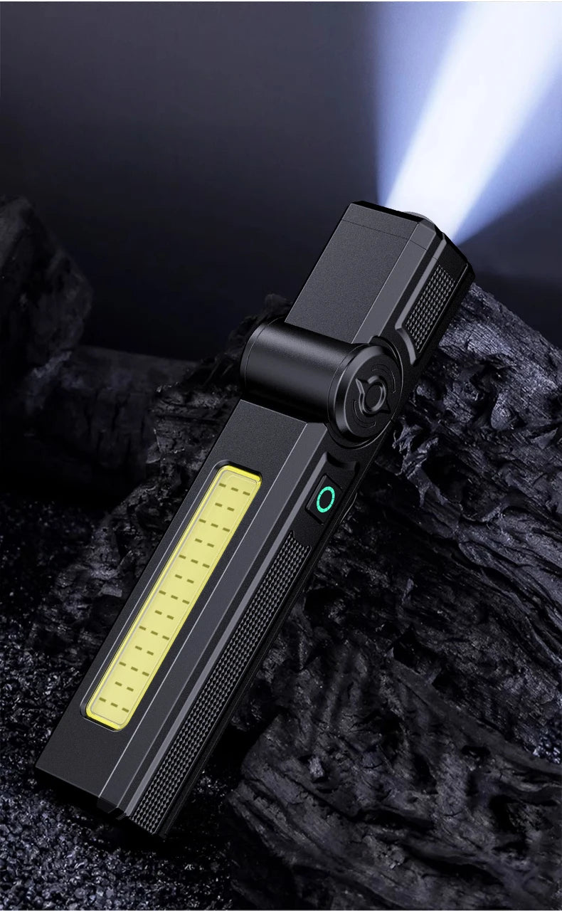 Multifunctional USB Rechargeable Flashlight with Magnet Powerful COB LED Work Light Waterproof Torch