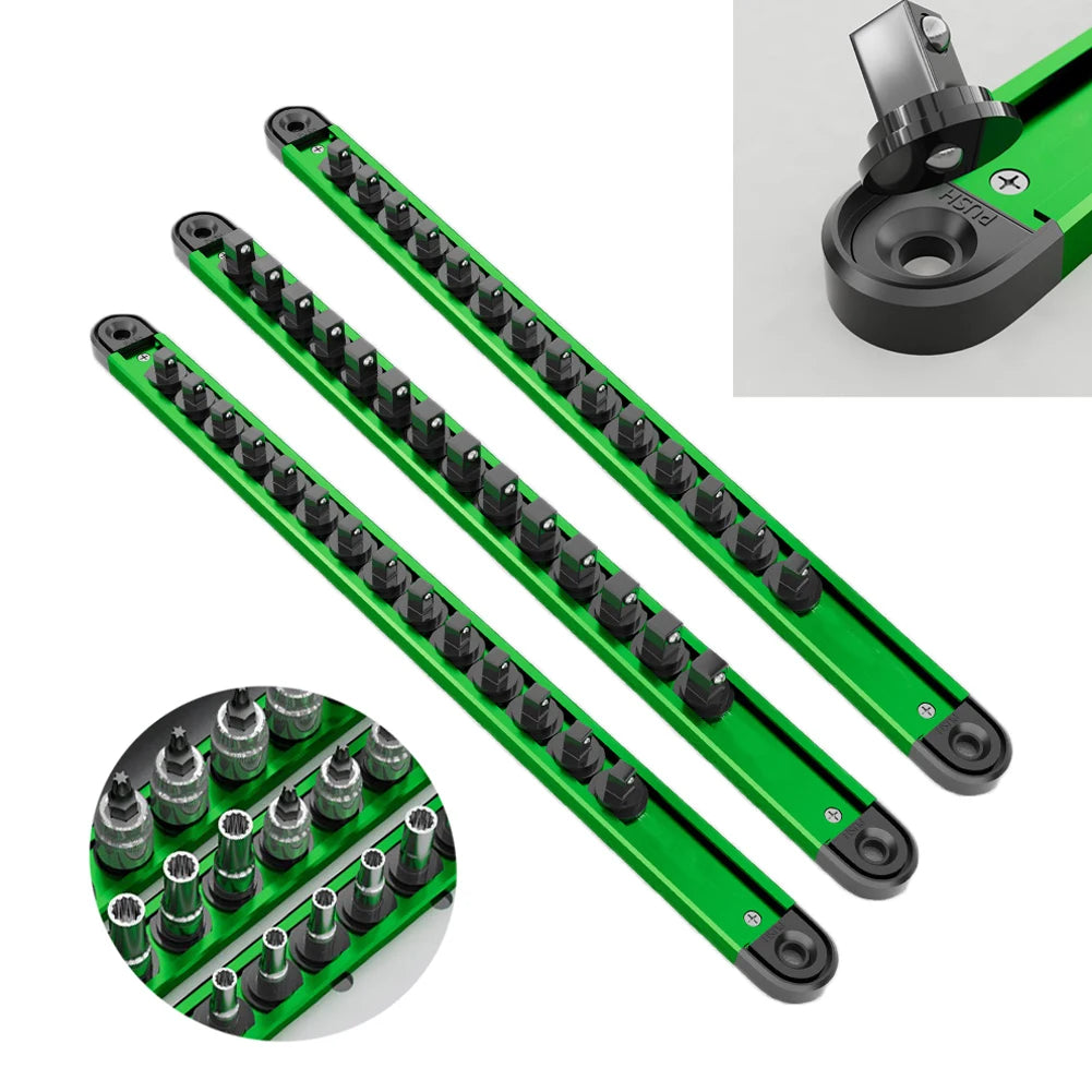 Swivel Magnetic Socket Organizer 1/4, 3/8 & 1/2. 1pc. Green.