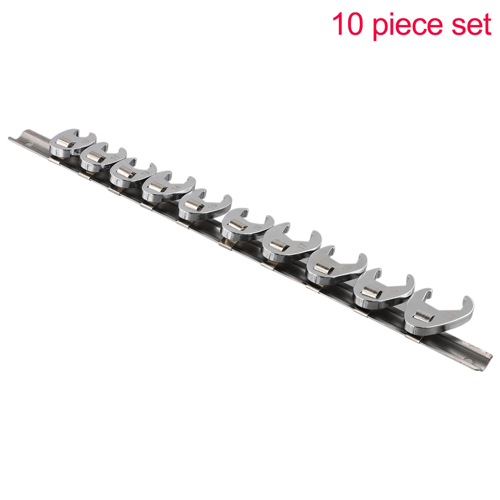 10Pcs 3/8Inch Drive Crowfoot Wrench 10mm To 22mm Metric Foot Open End For Torque Wrench Keys Set.