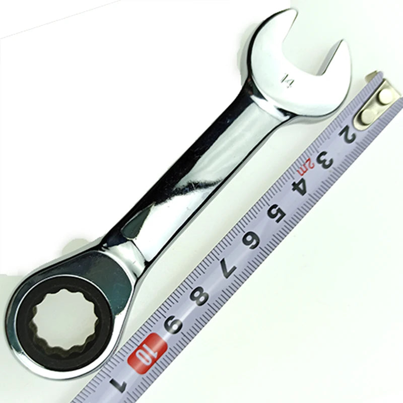 WEELEE Stubby Reversible Ratchet Wrench 8–19mm – CR-V Chrome Steel Socket Spanner Tool for Auto Repair & Mechanics