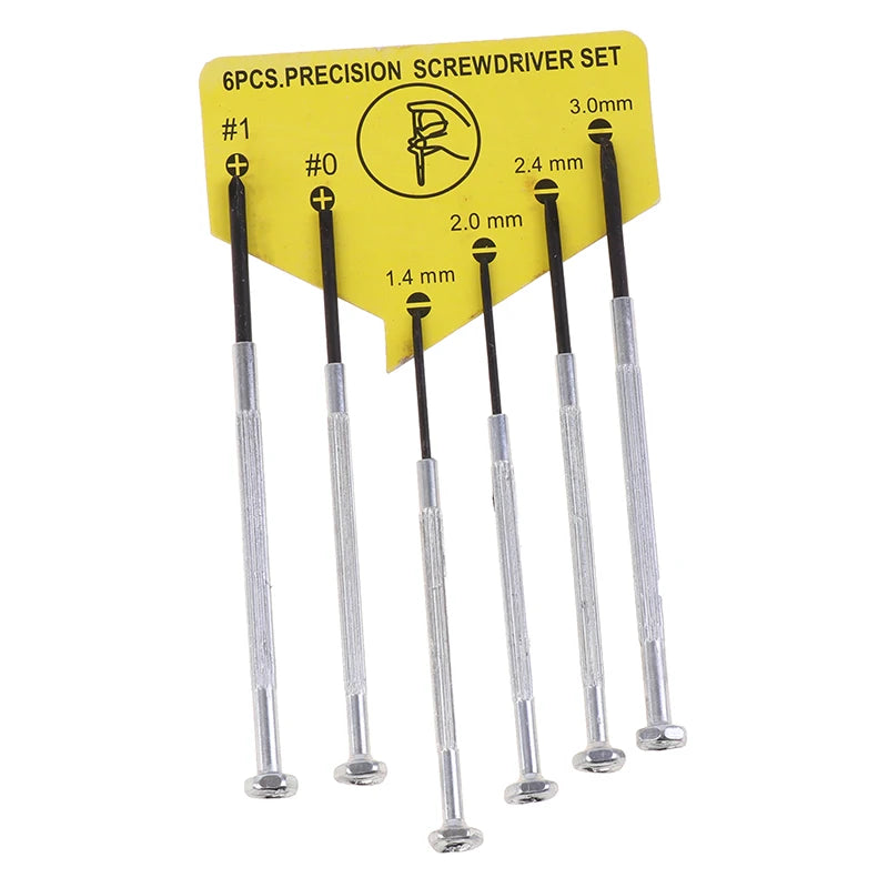 6-Piece Small Screwdriver Set Precision Tool Steel Screwdrivers for Watches & Electronics