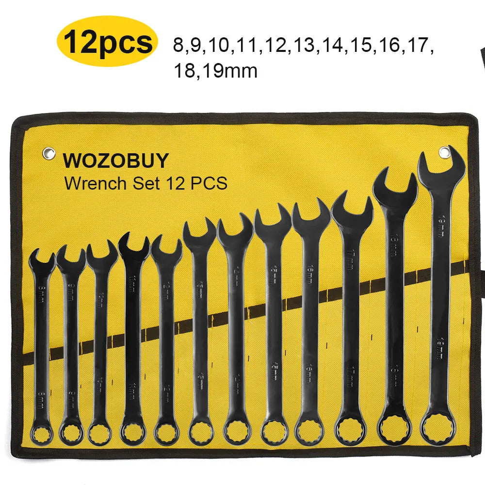Combination Wrench Set CR-V Steel Open & Box End Spanner Tool Kit – 6–16 Piece Options w/ Pouch