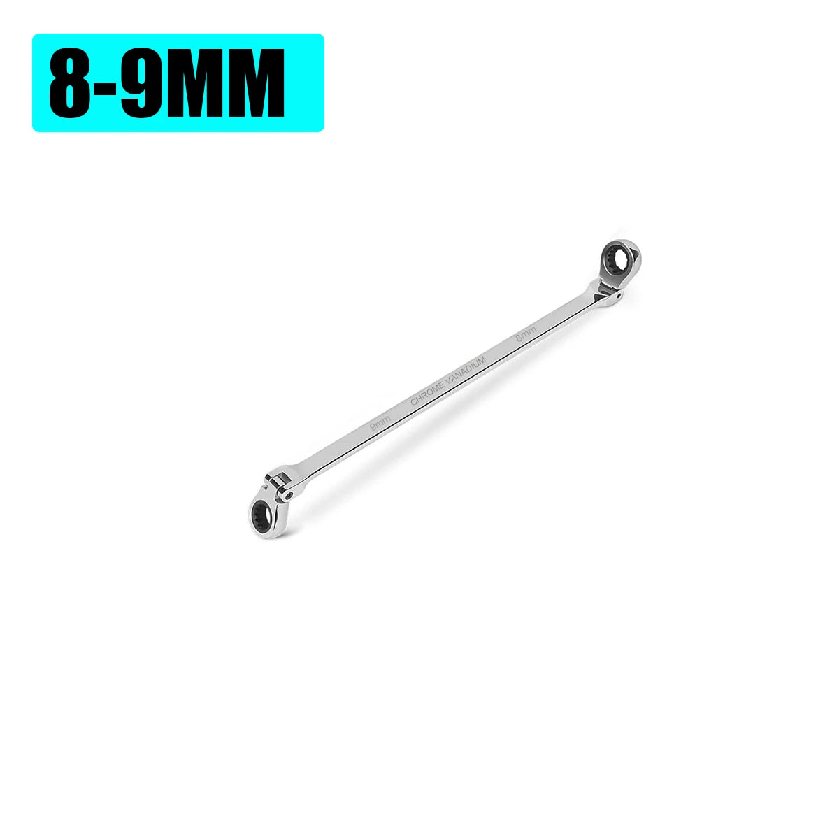 Extra Long Flex-Head Ratcheting Double Box End Wrench, Metric 8-19mm