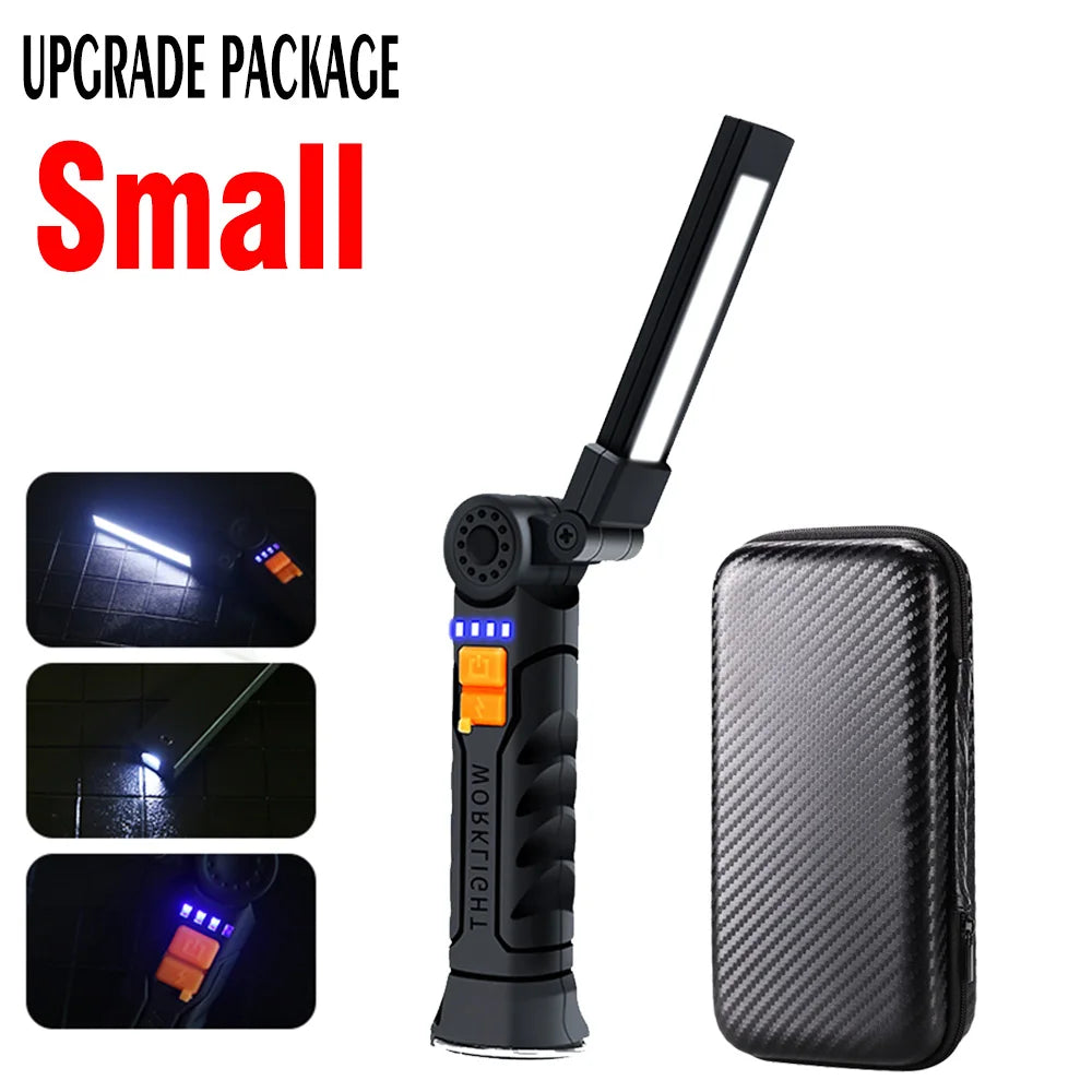 Small Rechargeable LED Flashlight Work Light with Magnet & Hook, Waterproof!