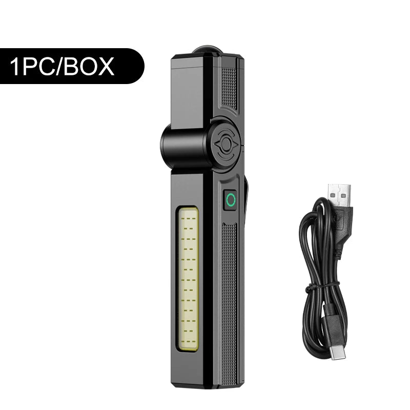 Multifunctional USB Rechargeable Flashlight with Magnet Powerful COB LED Work Light Waterproof Torch