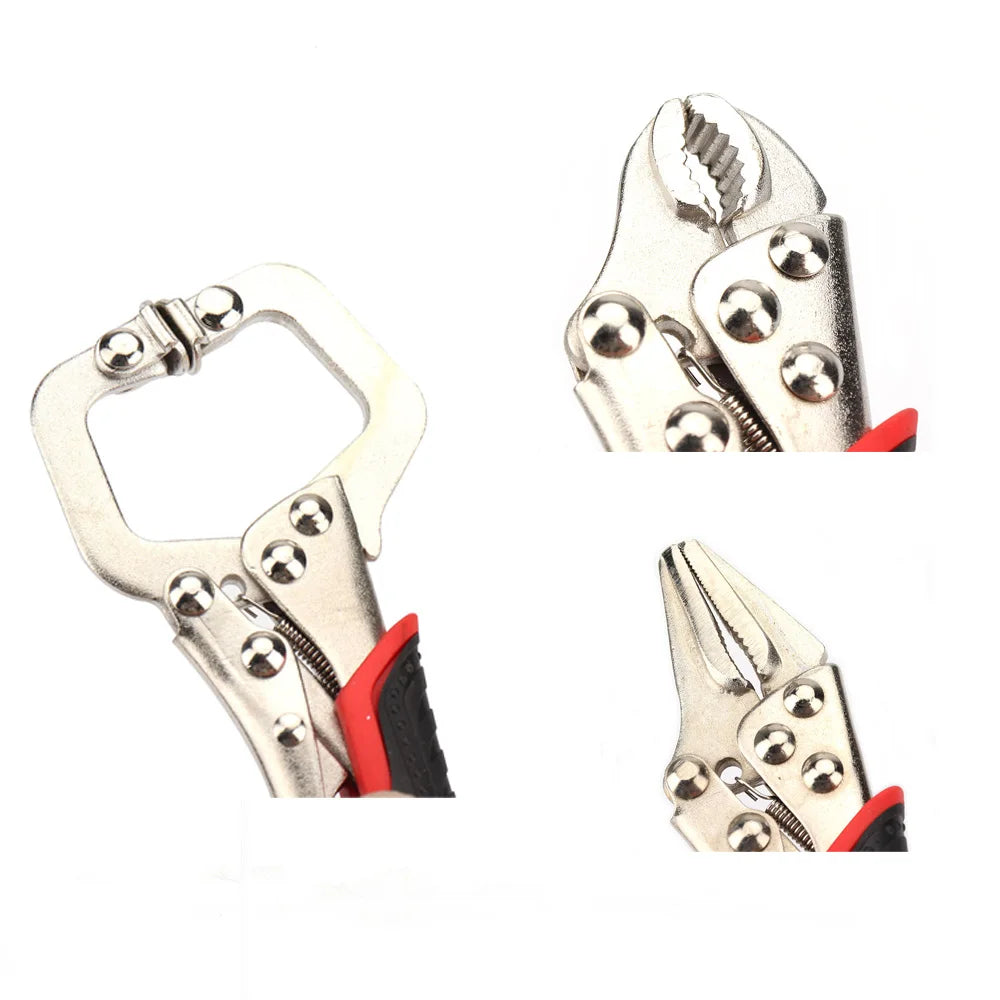 3PCS Locking Pliers Set – Curved Jaw, Long Nose & C-Clamp Carbon Steel Welding & DIY Tool Kit