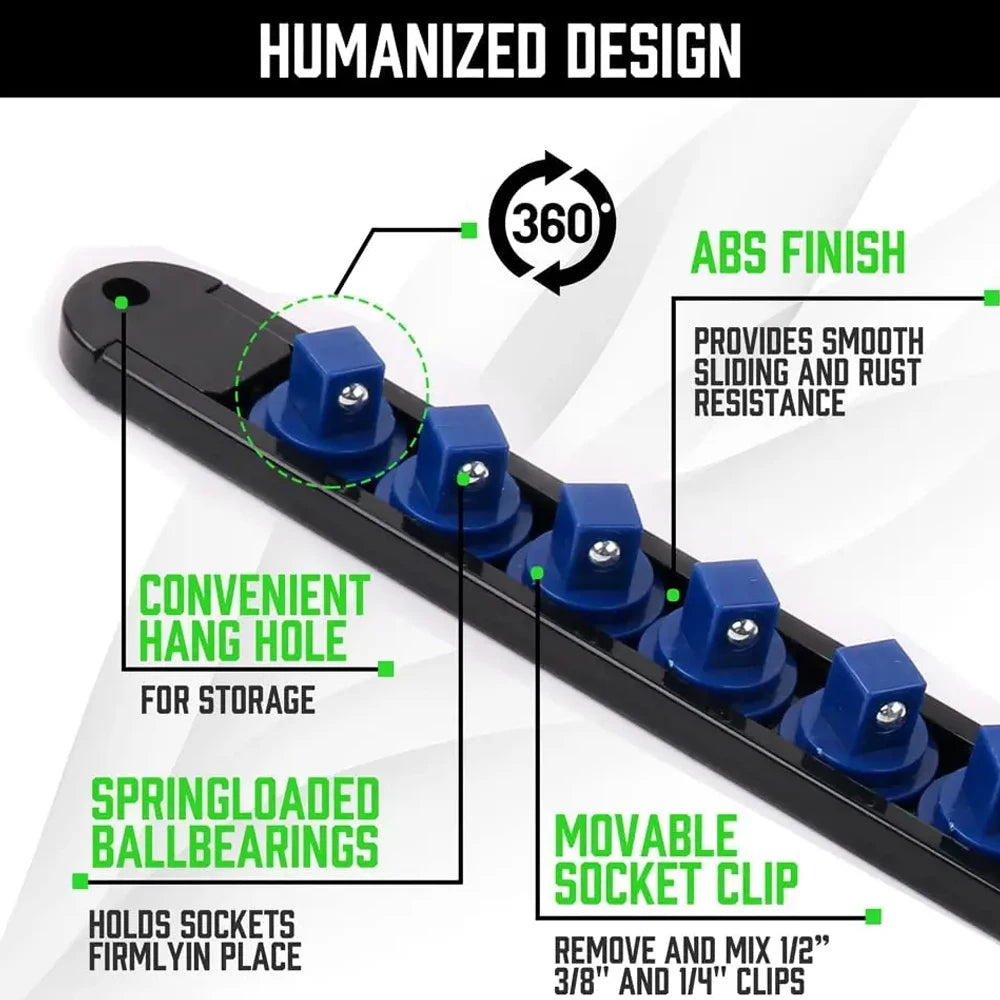 Socket Organizer 360-Degree Rotating Portable Socket Storage Rack 1/4-inch, 3/8-inch, 1/2-inch.