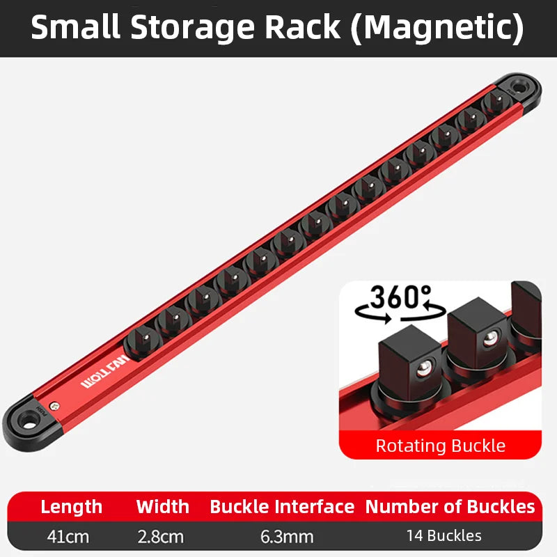 Magnetic Aluminum Socket Organizer Rail 1/4, 3/8 and 1/2