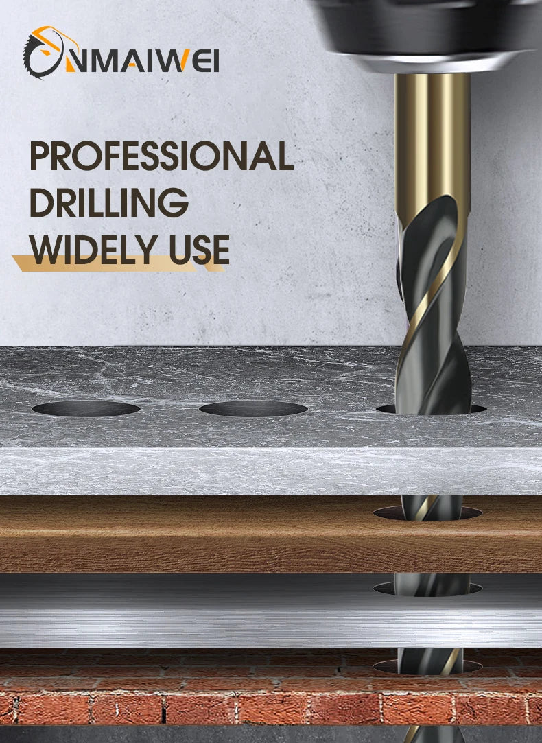 M2 10PC 1-13mm Drill Bits High Strength, Drill Stainless Steel And Other Metals
