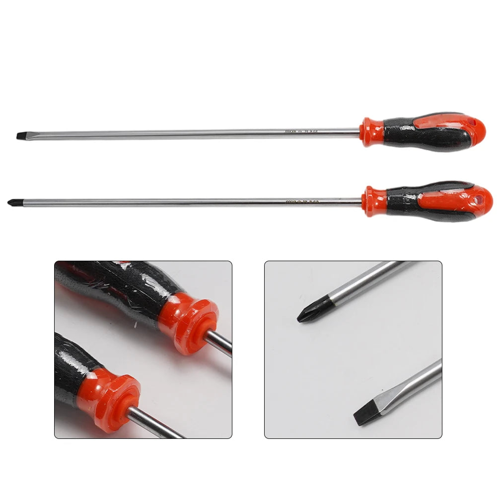 VIBRATITE 12" Extra Long Magnetic Screwdriver Set Cross & Slotted Hard-to-Reach Tools