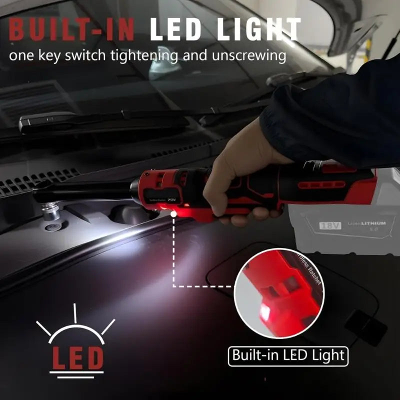 3/8” Cordless Electric Ratchet Wrench (Tool Only) | 18V Compatible, 45 Ft-Lbs Torque, LED Light