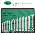 Ratcheting Flex-Head Wrench Set 8-22mm Combination With Canvas Bag