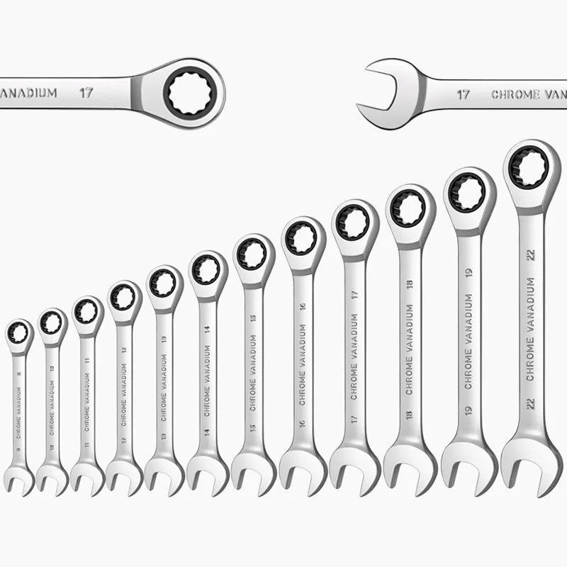 Venmess 12-Point Ratcheting Wrench Set | Metric Set 8–22mm CR-V Steel Garage & Automotive Repair Tool Kit